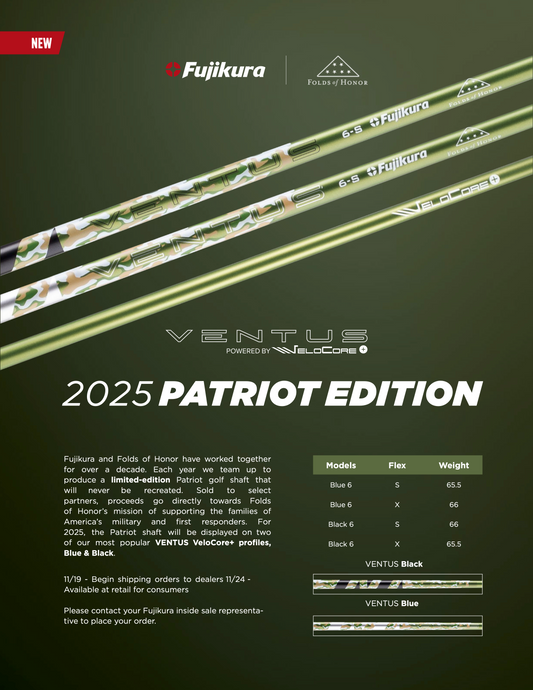 Fujikura Ventus 2025 Folds of Honor with Velocore + Wood Shaft
